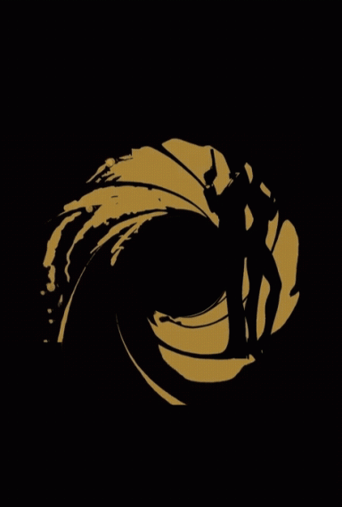 Rallye de Nanteuil – Mission : Invitation | Thème Agent 007 Silhouette d'un agent secret avec un motif en spirale doré sur fond noir.