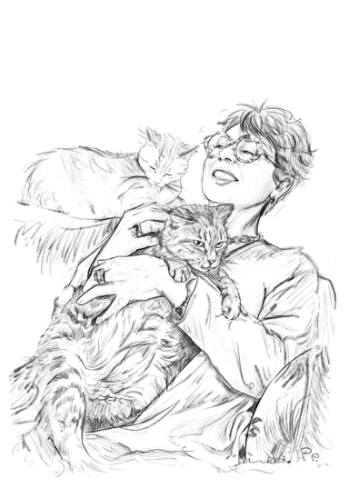Portrait esquisse crayon Marie-Laure et les shumitacks